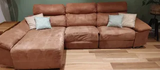 Sofá Chaiselongue Nobuck Marrón