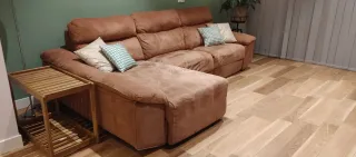 Sofá Chaiselongue Nobuck Marrón