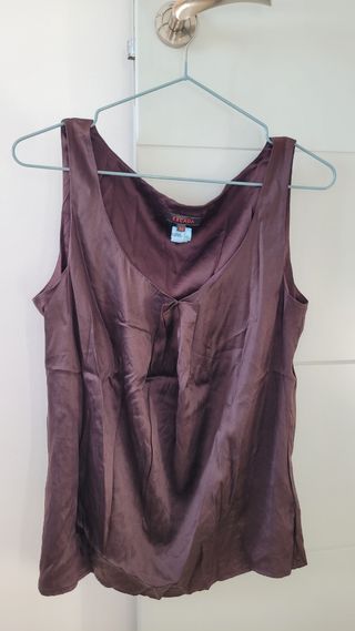 Top Escada Seda Marrón Talla 36