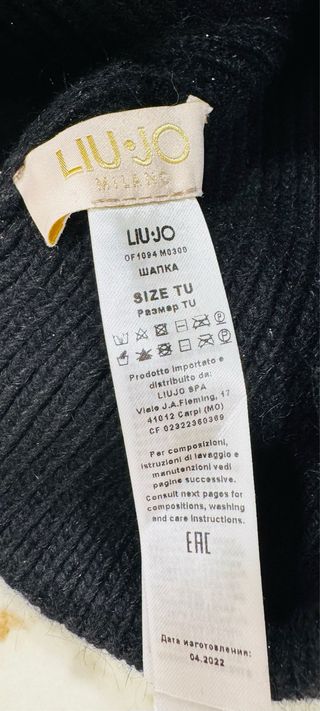 Gorro Liu Jo Negro con Pedrería nuevo