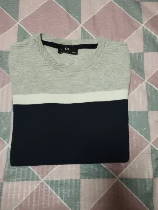 Jersey C&A gris y azul rayas