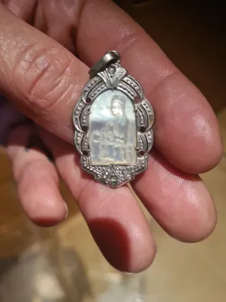 Medalla Plata Nácar Imagen Religiosa