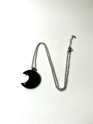 Collar Luna Onix Negro y Cadena de acero