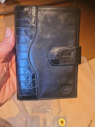Cartera monedero piel reptil negra mujer marca D
