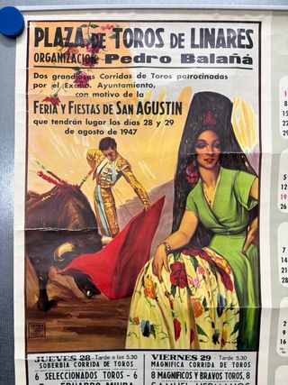 Calendario taurino Litografia Ortega, año 1973