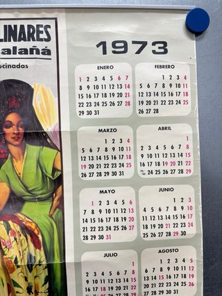 Calendario taurino Litografia Ortega, año 1973