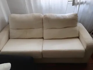 Sofá Cama Beige Tela.