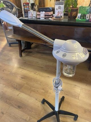 Vaporizador Peluquería Pie Blanco,gris y negro
