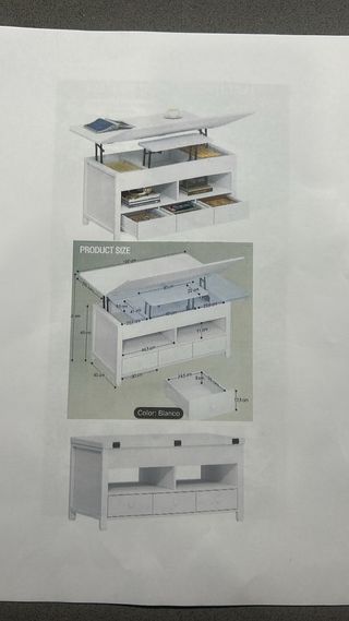 Mesa de cafe elevable blanca sin estrenar