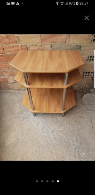 Mesa auxiliar madera y metal