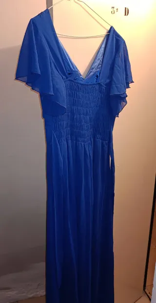 Vestido azul fiesta largo talla 44