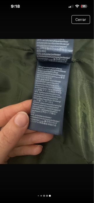 Abrigo plumífero Tommy Hilfiger verde T.XS