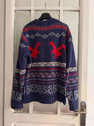 Jersey RVLT azul y rojo con pájaros