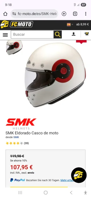 CASCO MOTO SMK " EL DORADO" NUEVO TALLA M
