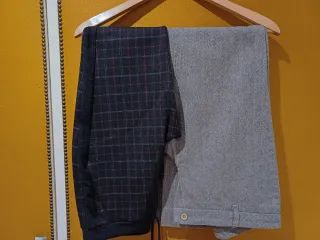 Pantalones de vestir cuadros y espiga