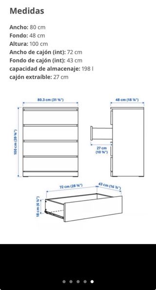 Cómoda MALM Ikea 4 cajones