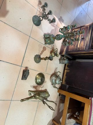 Lote piezas antiguas bronce y latón