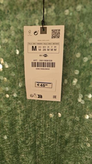 Falda Zara lentejuelas verde M