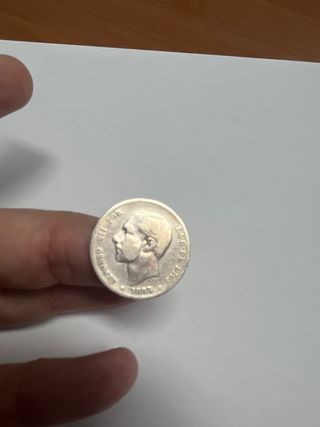 Moneda 1 Peseta Alfonso XII 1883 Plata Rara #1