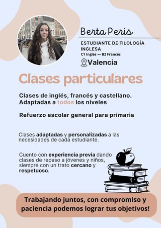 Clases particulares de inglés y repaso general.