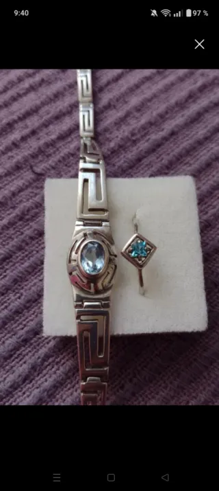 Pulsera y anillo plata y Topacio
