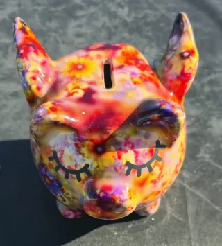 Hucha Cerdo Cerámica Flores