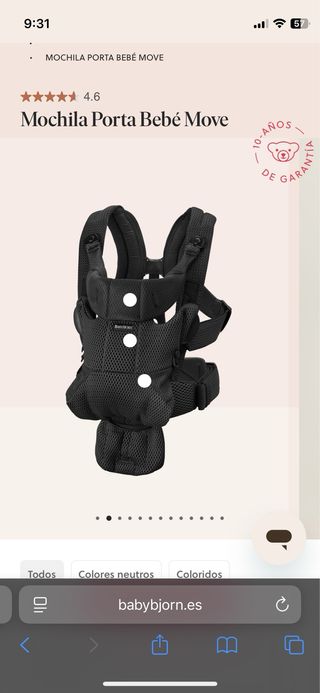 Mochila Porta Bebés BabyBjorn Negra