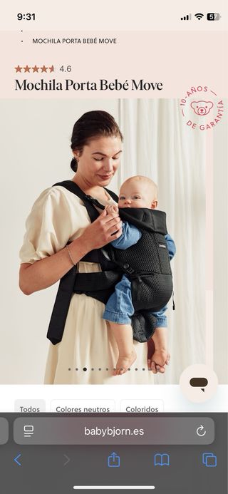 Mochila Porta Bebés BabyBjorn Negra