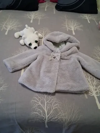 Abrigo niña gris y rosa talla 18