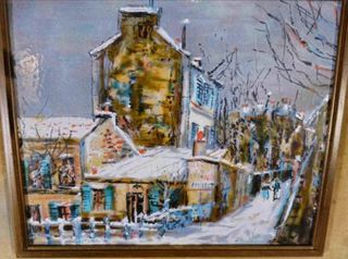 MAURICE UTRILLO ESMALTE ENMARCADO DE SU CUADRO