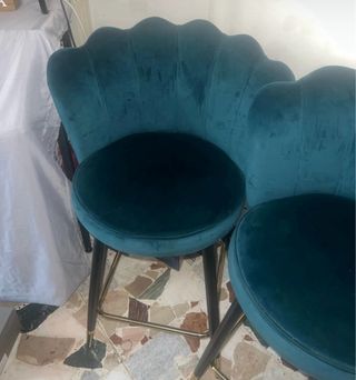 Sgabelli velluto blu con gambe oro