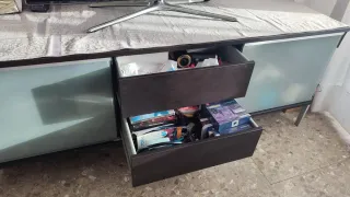 Mueble TV moderno cristal y madera