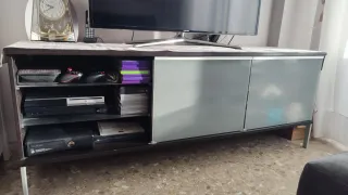 Mueble TV moderno cristal y madera