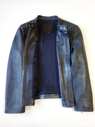 Chaqueta Piel Negra Massimo Dutti