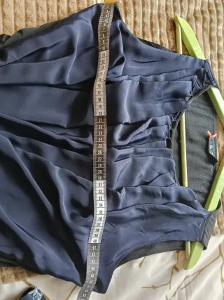 Vestido fiesta azul, negro y marrón T40