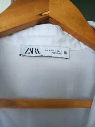 Camisa Zara Blanca Manga Larga Talla M