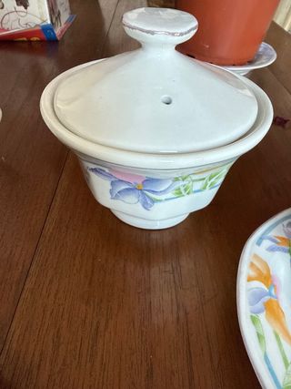 Juego Tazas Porcelana Antiguo Flores