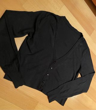 Cardigan corto nero misto viscosa e seta tg.S/M