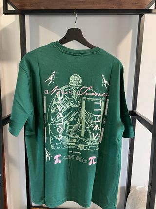 Camiseta verde Zara talla L – Estampado delantero