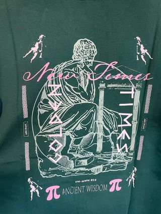 Camiseta verde Zara talla L – Estampado delantero