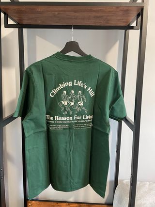 Camiseta Zara Verde Talla L Estampado Corredor