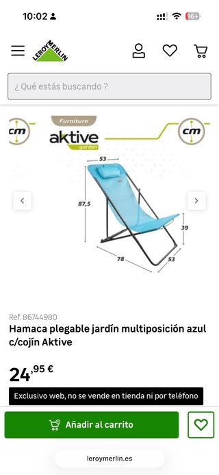 Tumbona plegable balcón/terraza/playa