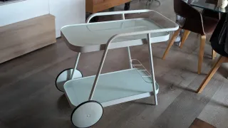 Camarera blanca 2 baldas cristal metal