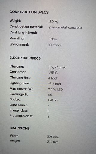 Lámpara de mesa BROKIS Sfera PC1271 piè portátil