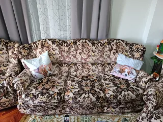 Sofá y 2 sillones tela estampado