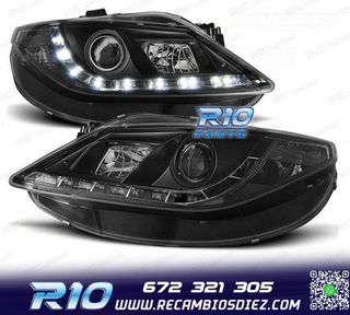FAROS PARA SEAT IBIZA 6J 08-12 LUZ DIURNA LED FONDO NEGRO