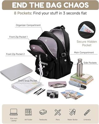 Amythe mochila niña 15.6'' Negra impermeable