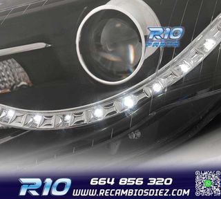 FAROS AUDI A4 B7 LUZ DIURNA LED FONDO NEGRO 04-07