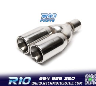 COLA ESCAPE DOBLE REDONDA GRANDE ACERO INOX