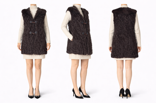 Chaleco Borrego con Capucha y Zorro Marrón